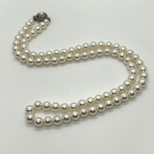 Vintage Sarah Coventry Faux Pearl Necklace, Floral Box ClaspTimeless 1960s